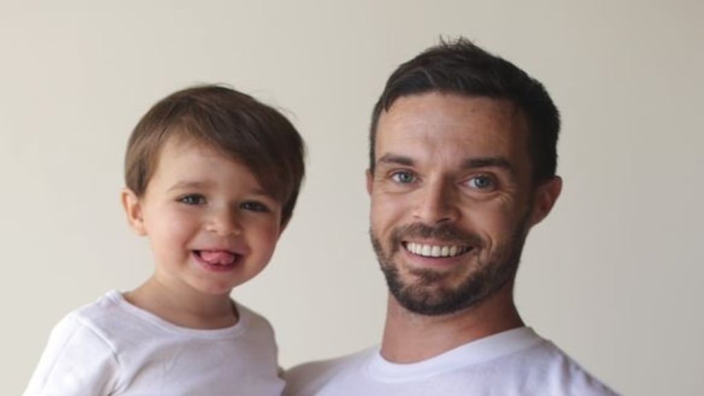 Oliver Jeffers and his son Harland who has proved an inspiration to his doting dad.