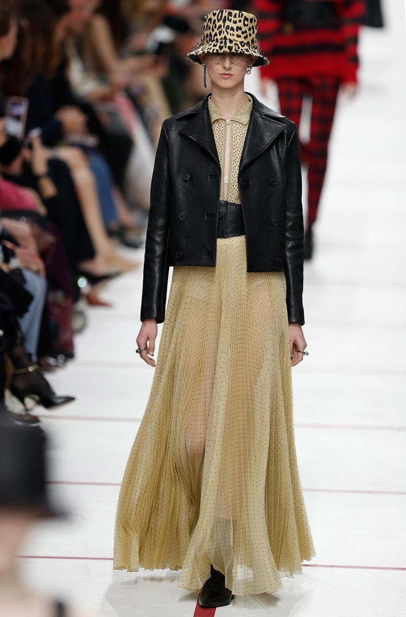 A model on the catwalk for the autumn/winter collection by designer Maria Grazia Chiuri for Dior at Paris Fashion Week on Monday. Photograph: Ian Langsdon/EPA