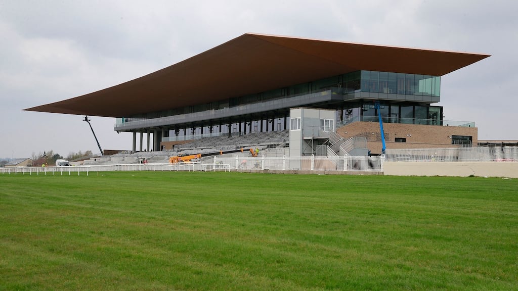 A view of the new stand at the Curragh Racecourse. The 10,500 square metre stand caters for up to 6,000 people inside its four levels while its surrounds can cope with over 10,000. Photograph: Nick Bradshaw for The Irish Times
