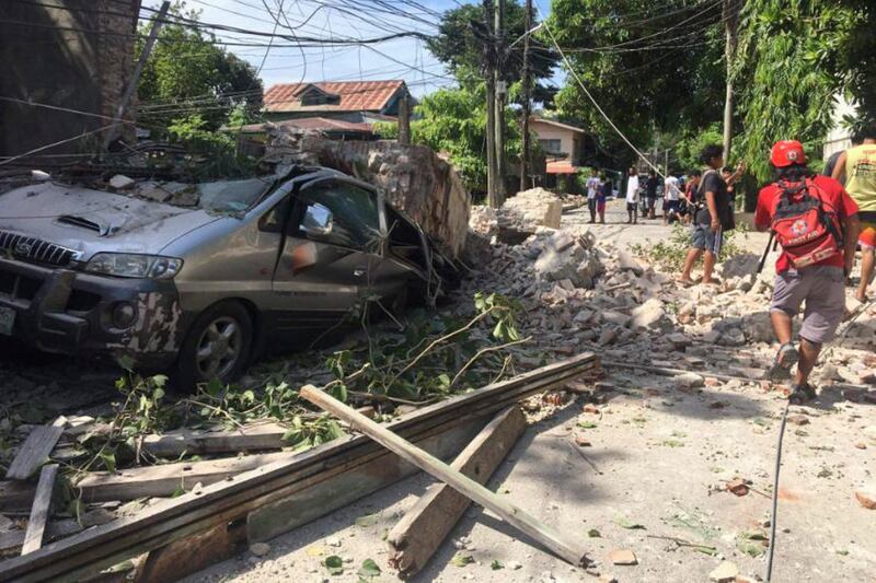 Damage caused by the earthquake in Ilocos Sur province. Photograph: Philippine Red Cross via AP