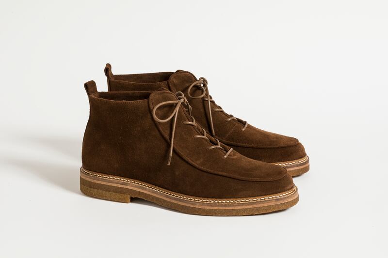 Unisex Oli boots in brown suede, €379.25 from jacquessoloviere.com. Photograph: Fabrice Poincelet