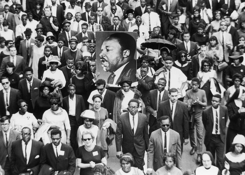 The procession at Martin Luther King's funeral which had taken place just a few days previous and cast a shadow over the 1968 Masters and the largely black population of Augusta, Georgia. Photo: Getty Images