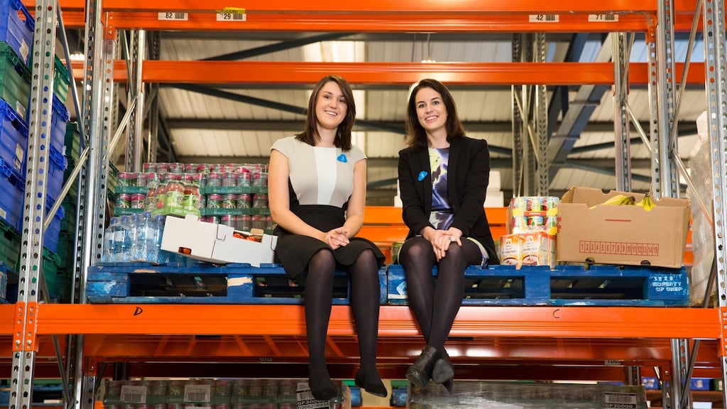 FoodCloud cofounders Iseult Ward and Aoibheann O’Brien at their new  FoodCloud Hub in Tallaght. Photograph: Naoise Culhane