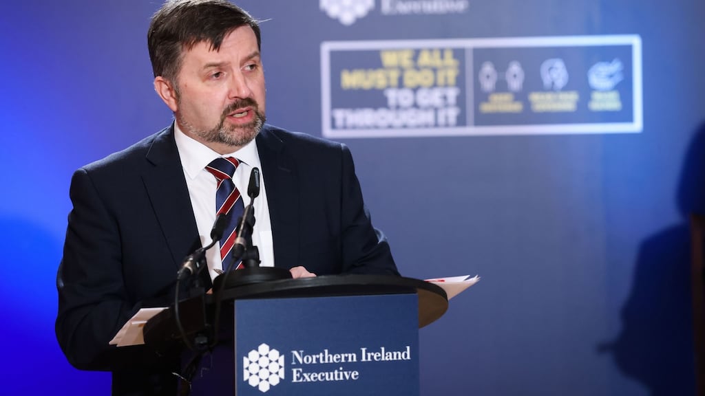 Northern Ireland Health Minister Robin Swann: ‘This had potentially very real implications for ourselves because we had vaccine actually in transit, and had that article been enforced we may have seen difficulties in the supply and the arrival of vaccines.’ Photograph: Kelvin Boyes/Press Eye/PA Wire