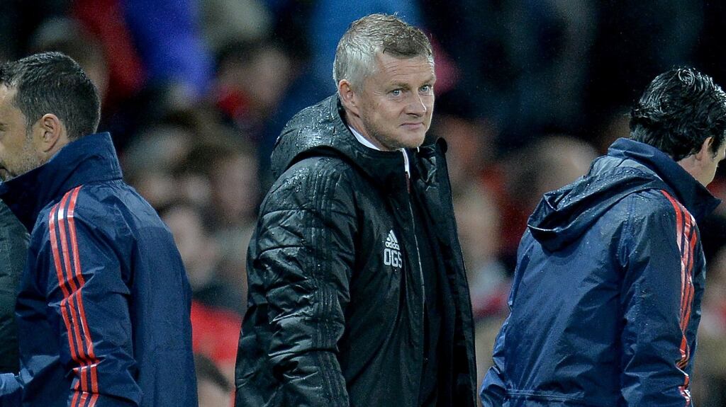 Manchester United manager Ole Gunnar Solskjaer after his team’s draw with Arsenal. Photograph: EPA