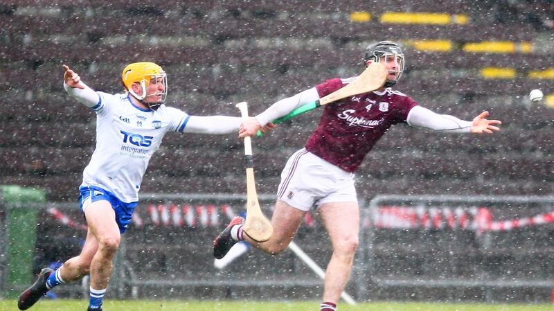 Galway’s Aidan Harte and Waterford’s Peter Hogan in action during the Allianz Hurling League Division 1B. Photo: Ken Sutton/Inpho