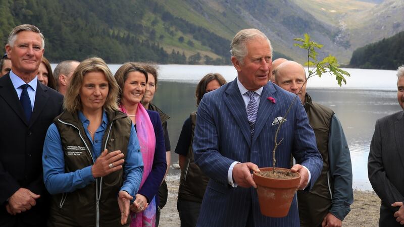 Prince Charles, Prince of Wales during a visit to Upper Lake in Glendalough. Photograph: Owen Humphreys – Pool /Getty Images