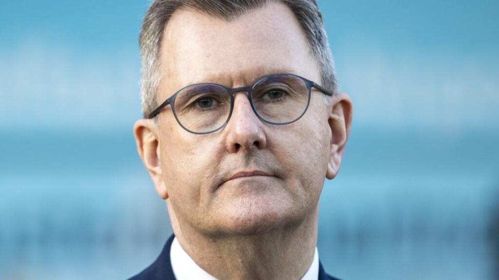 DUP leader Jeffrey Donaldson: ‘The government has committed to double the amount that we have available in terms of supporting our efforts to deal with the Omicron variant.’ Photograph: Liam McBurney/PA Wire