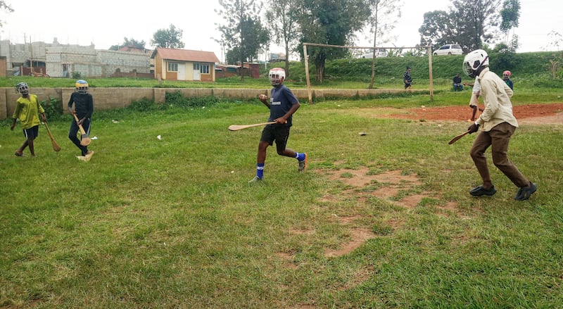Hurling being played in Uganda.