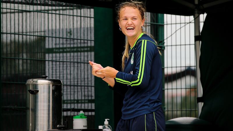 Gaby Lewis during Ireland cricket training. Photo: Tommy Dickson/Inpho