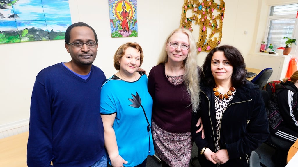 From left: Iyasu GerberMichael , Elena Leinik, Lyuba Moore and Nadia Altameemi at the Clondalkin Intercultural Centre. Photograph: Cyril Byrne