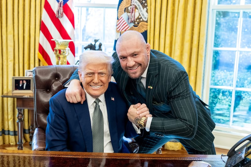 US president Donald Trump with Conor McGregor in the Oval Office of the White House on St Patrick's Day. Photograph: X/POTUS