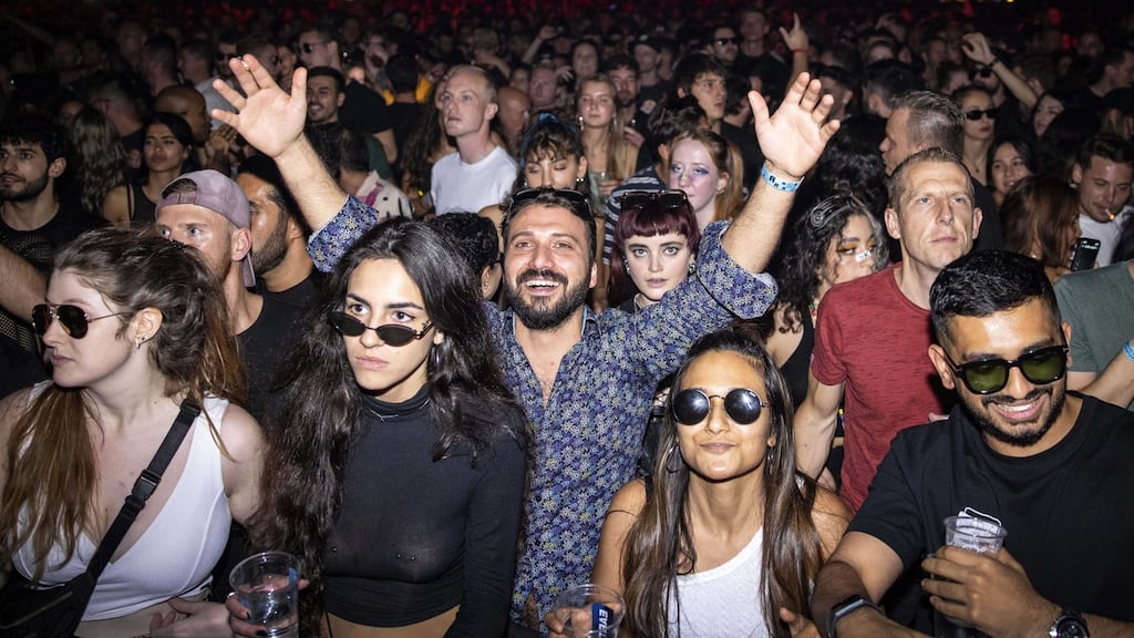 Part of the Amsterdam Dance Event  at the Ziggo Dome in Amsterdam, Netherlands, on  October 16th, 2021. Social distancing measures were abandoned in  the country three weeks ago. Photograph:  EPA/Ramon Van Flymen