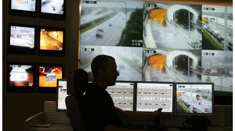 A duty officer in the control room of the Port Tunnel back in 2006. Photograph: Alan Betson