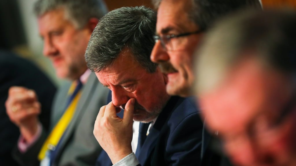 FAI president Donal Conway at Friday’s press conference at Abbotstown. Photograph: Oisín Keniry/Inpho