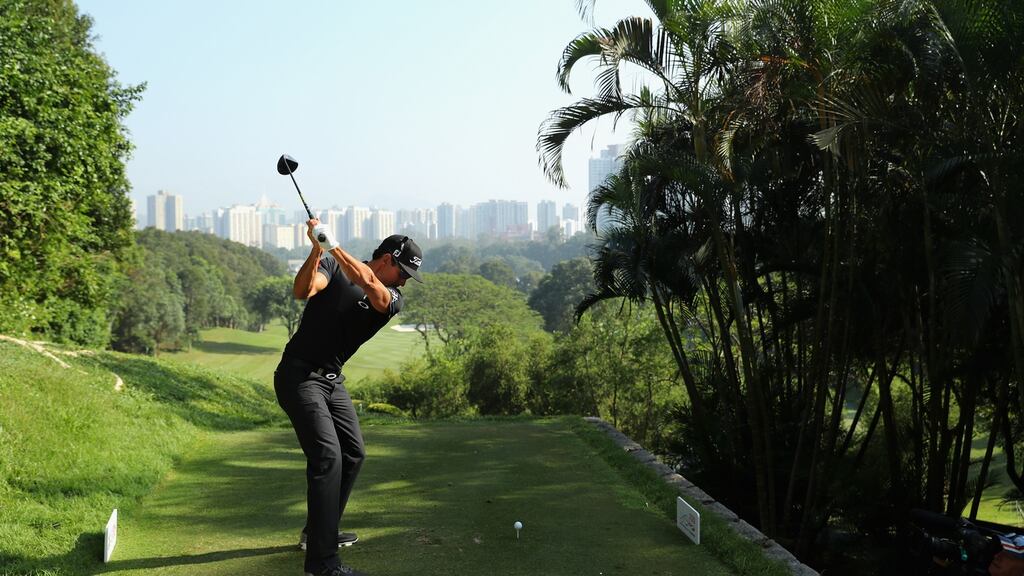 Rafa Cabrera-Bello leads the Hong Kong Open after he eagled the last to sign for a 64. Photograph: Getty/Warren Little