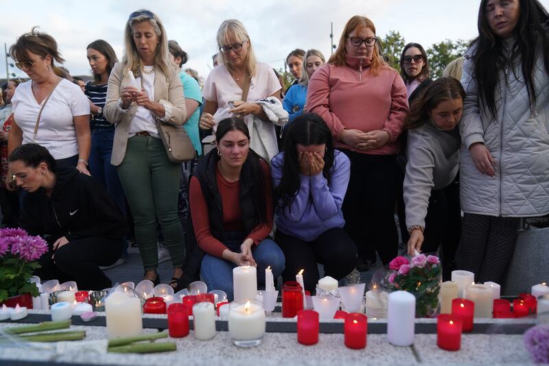 People at the vigil in Kickham Plaza, Co Tipperary. Photograph: Brian Lawless