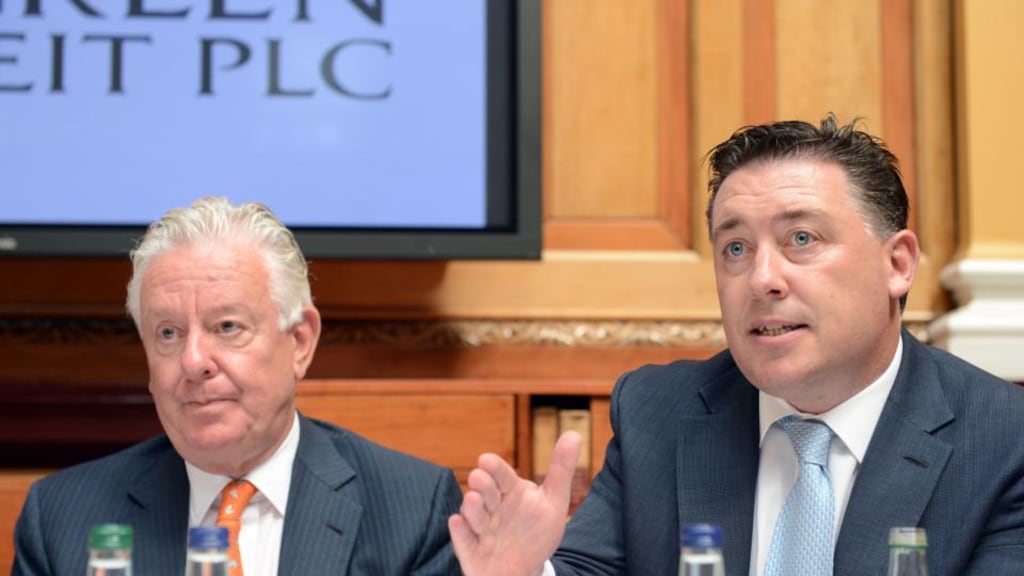 Green Reit Stephen Vernon (left) and Pat Gunne. Mr Greene said the yield premium over Dublin is attractive.