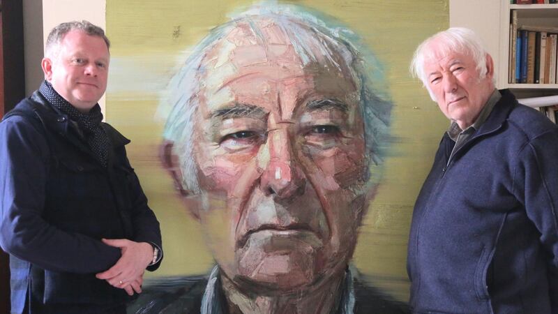 Artist Colin Davidson with his subject, the late Seamus Heaney
