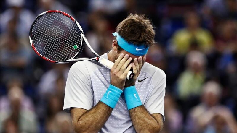 Juan Martin Del Potro of Argentina was beaten in three sets by Novak Djokovic. Photograph: Aly Song/Reuters
