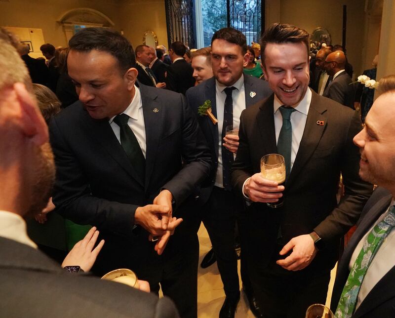 Taoseach Leo Varadkar and his Partner Matt Barrett meet guests at the St. Patrick's Day Reception at the Irish Ambassadors residence in Washington on March 16th.