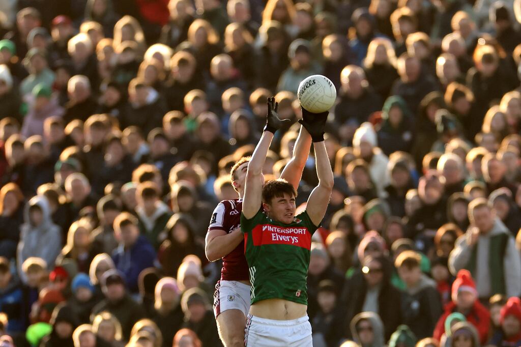 Galway’s Daniel O'Flatherty and Mayo's Frank Irwin during the recent league clash at Castlebar which Galway won by 10 points. Photograph: James Crombie/Inpho