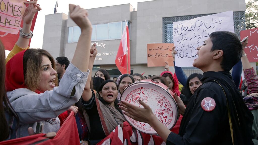 Women participate in Aurat March, Urdu for Women’s March, in Islamabad, Pakistan. Photograph: Getty