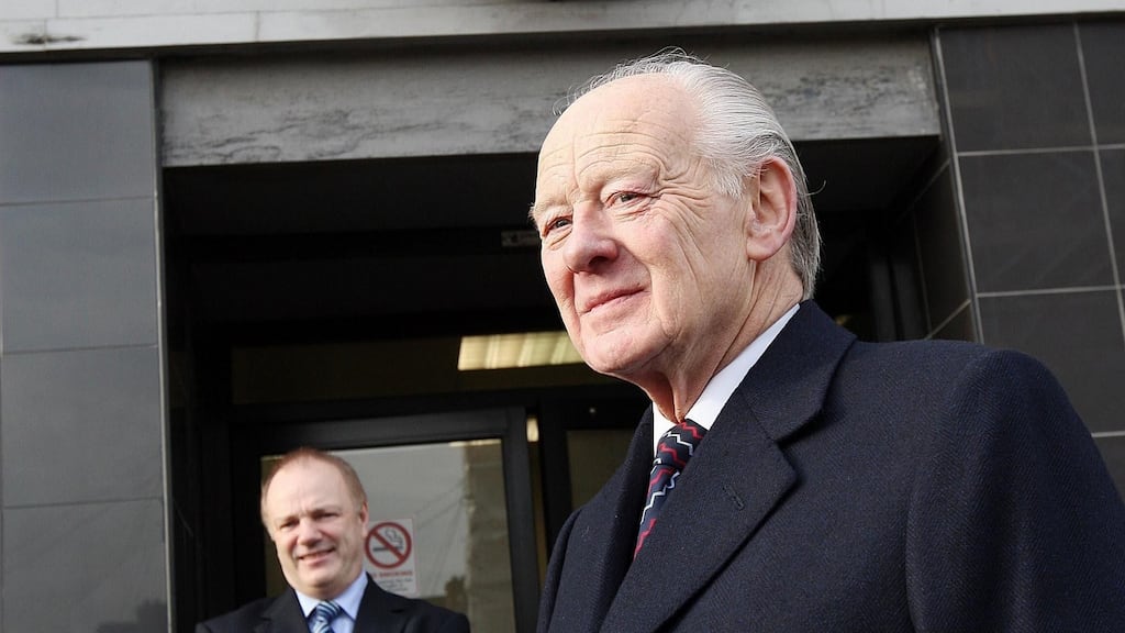 Boxing promoter and bookmaker Barney Eastwood (right) has died at the age of 87. Photograph: Kelvin Boyes/Presseye/PA Wire