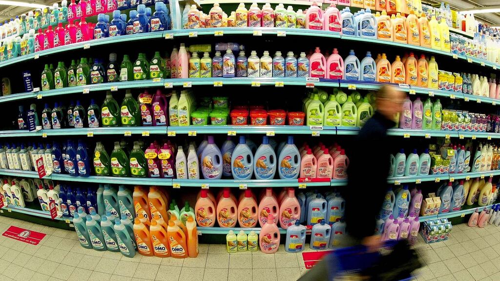 More than 2,300 household products were involved in poisoning incidents in Ireland last year. There were 344 incidents involving laundry products such as washing powders, liquid detergent products and fabric softeners. Photograph: Yves Herman/Reuters
