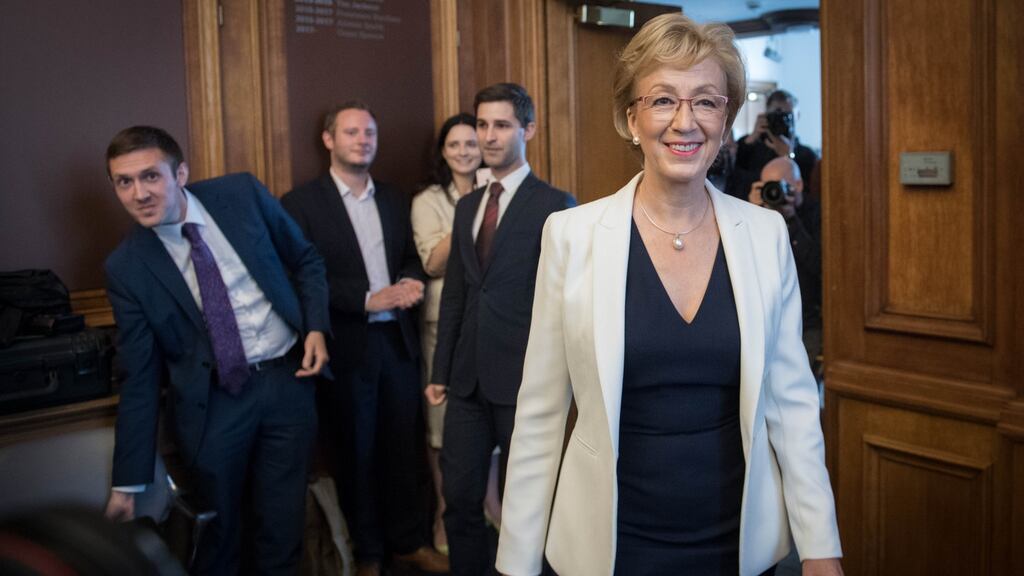 Andrea Leadsom launching her campaign in London to become Conservative party leader and prime minister. Photograph: Stefan Rousseau/PA Wire