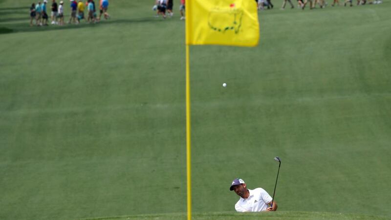 Sergio Garcia chips to the seventh green during practice on Monday. Photo: Mike Segar/Reuters