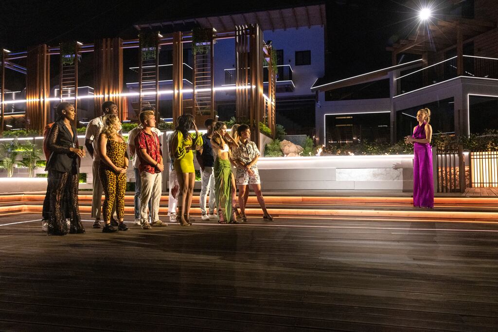 The concept of Surviving Paradise is explained by a disembodied voice in terms that will be familiar to younger readers from their lives so far. Photograph: Chris Baker/Netflix