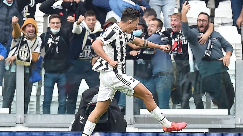 Paulo Dybala after scoring against Sampdoria for Juventus. Photograph: EPA
