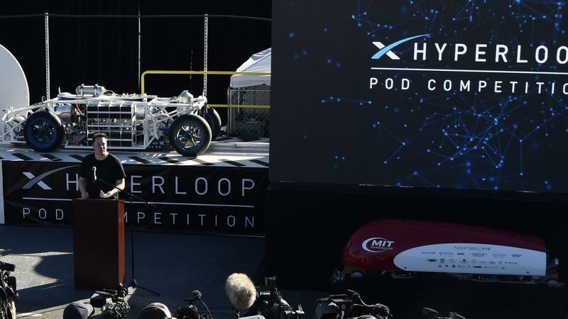 SpaceX CEO Elon Musk speaks during the SpaceX Hyperloop competition in Hawthorne, California in 2017. Photograph: Gene Blevins/AFP/Getty Images
