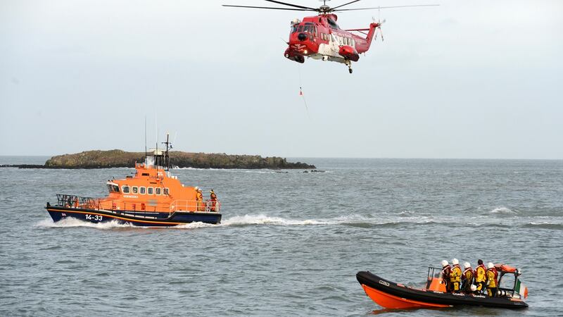 A joint Coast Guard/RNLI exercise near Howth Coast Guard Station, Co Dublin. Photographer: Dara Mac Dónaill