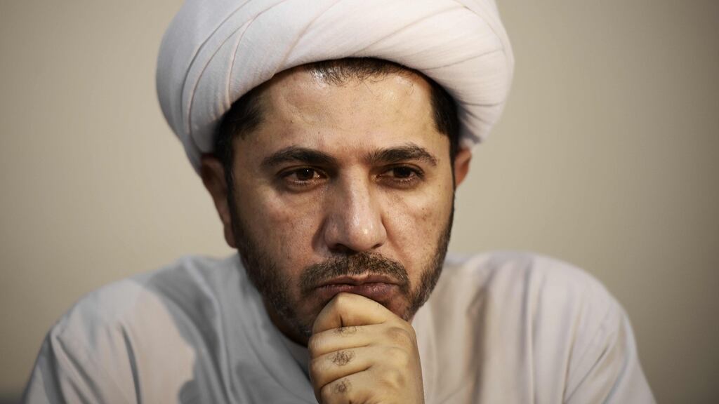 Image taken on November 20th, 2014, of Bahrain’s al-Wefaq leader Sheikh Ali Salman in Zinj. File photograph: Mohammed al-Shaikh/AFP/Getty Images