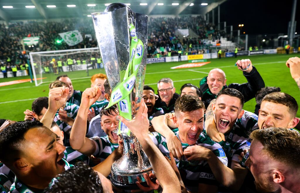 Shamrock Rovers celebrate winning the league title. File photograph: Ryan Byrne/Inpho