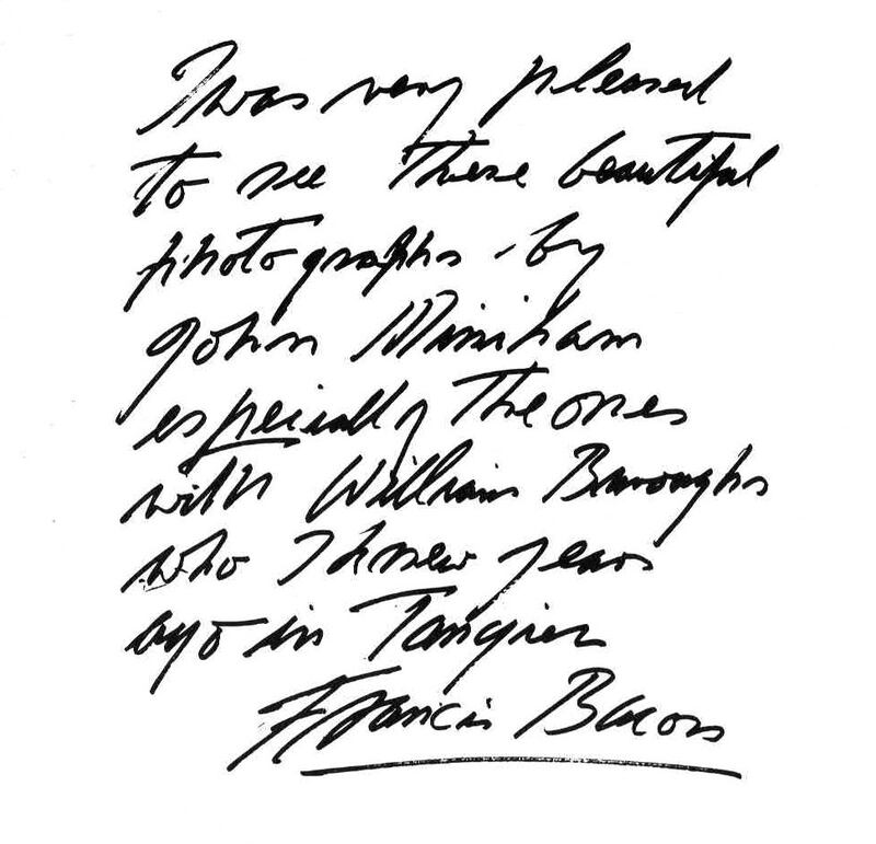 A note from Francis Bacon to John Minihan