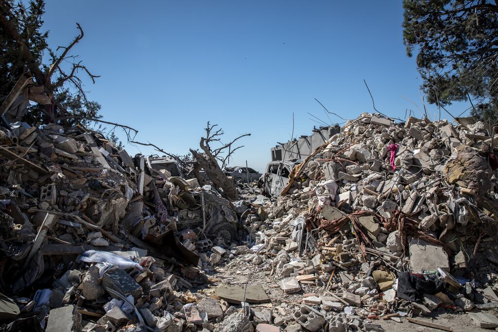The aftermath of an Israeli air strike in the Bekaa Valley, Lebanon. Photograph: Sally Hayden.