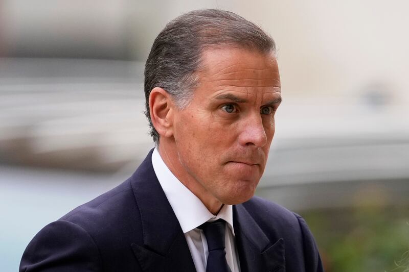 Hunter Biden is charged with making a false statement on the application by saying he was not a drug user and lying to a licensed gun dealer. Photograph: Matt Slocum/AP