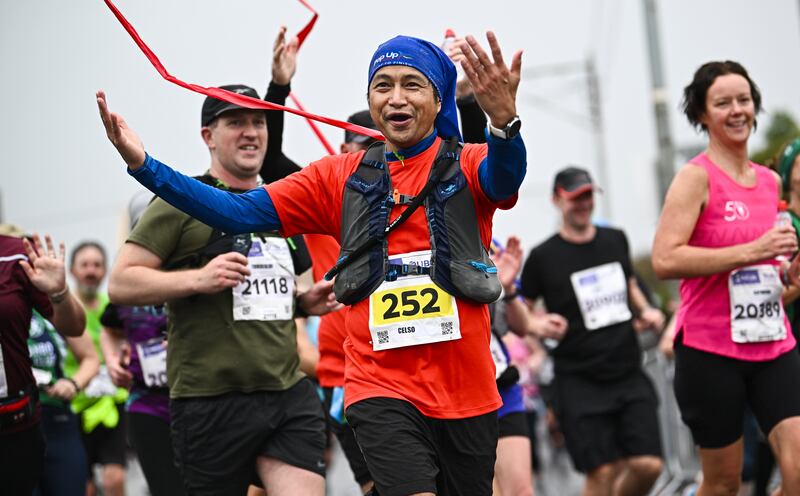 Celso Caliguia from Dublin during the 2023 Irish Life Dublin Marathon. Photograph: Ramsey Cardy/Sportsfile