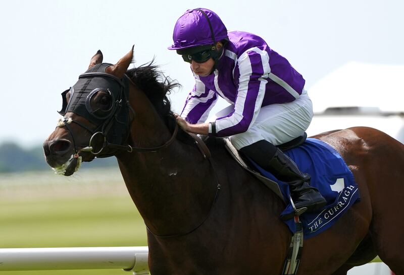Order Of Australia ridden by Ryan Moore on the way to winning the Romanised Minstrel Stakes at Curragh racecourse in July 2022. Moore guided the former Breeders Cup Mile winner to a half-length success in a Group 2 event in Qatar. Photograph: Brian Lawless