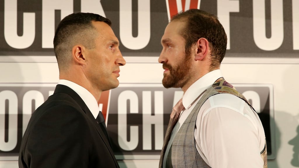 An agreement is in place for the rematch between Tyson Fury and Wladimir Klitschko for the WBA and WBO heavyweight titles to take place in Manchester on July 9th, according to the British fighter’s trainer and uncle Peter Fury. Photograph: Simon Cooper/PA