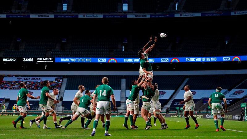 Ireland’s lineout badly malfunctioned at Twickenham. Photograph: Adrian Dennis/Getty/AFP