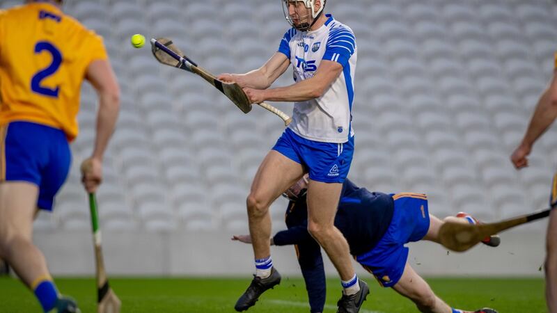 Stephen Bennett scores Waterford’s third goal past Clare goalkeeper Eibhear Quilligan in their All-Ireland SHC quarter-final game at Páirc Uí Chaoimh last Saturday. Photograph: Morgan Treacy/Inpho