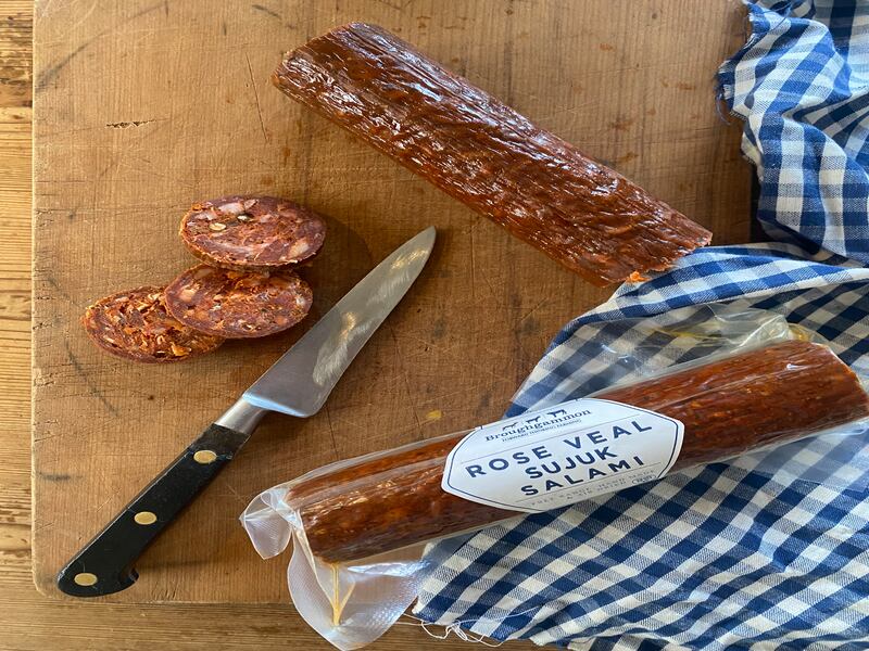 Rose veal Sujuk salami at Broughgammon Farm