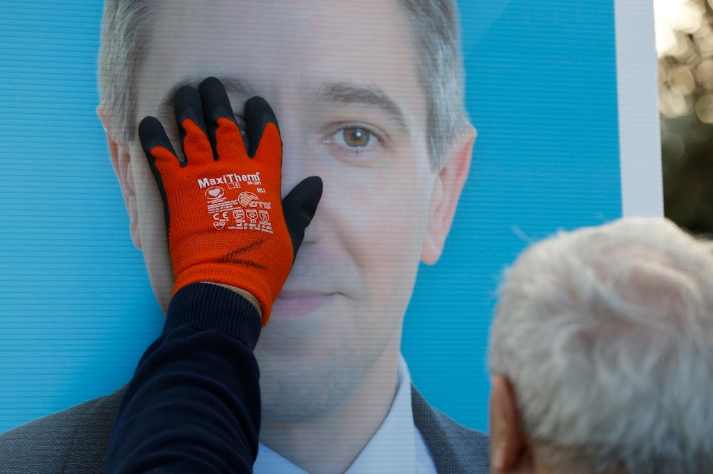 General Election: A poster for Taoiseach Simon Harris TD in his home town of Greystones, Co Wicklow. Photograph: Nick Bradshaw