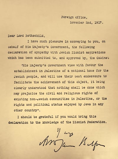 The Balfour Declaration. Arthur Balfour previously served as chief secretary of Ireland. He notoriously ordered police to open fire on an 1887 land reform protest in Mitchelstown, Co Cork, killing three people