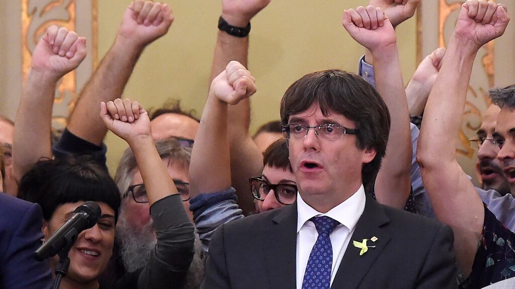 Carles Puigdemont: his choice of Jordi Sànchez as an alternative candidate is likely to be contentious. Photograph: Josep Lago/AFP/Getty