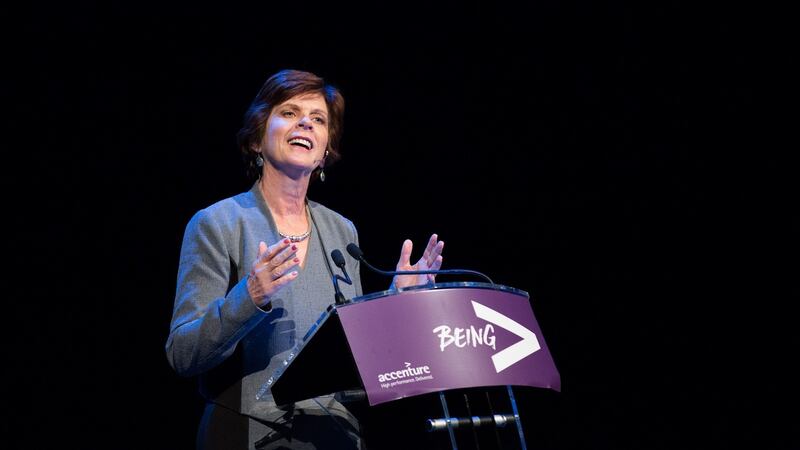 Prof Louise Richardson, vice-chancellor, University of Oxford, addressing the audience at Accenture’s International Women’s Day 2016 event at the Convention Centre Dublin. Photograph: Naoise Culhane